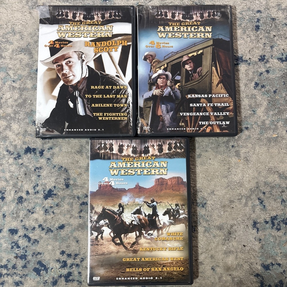 The Great American Western Lot of 3 DVD's 12 Movies 14 Hours Total Vol's 1,9,20
